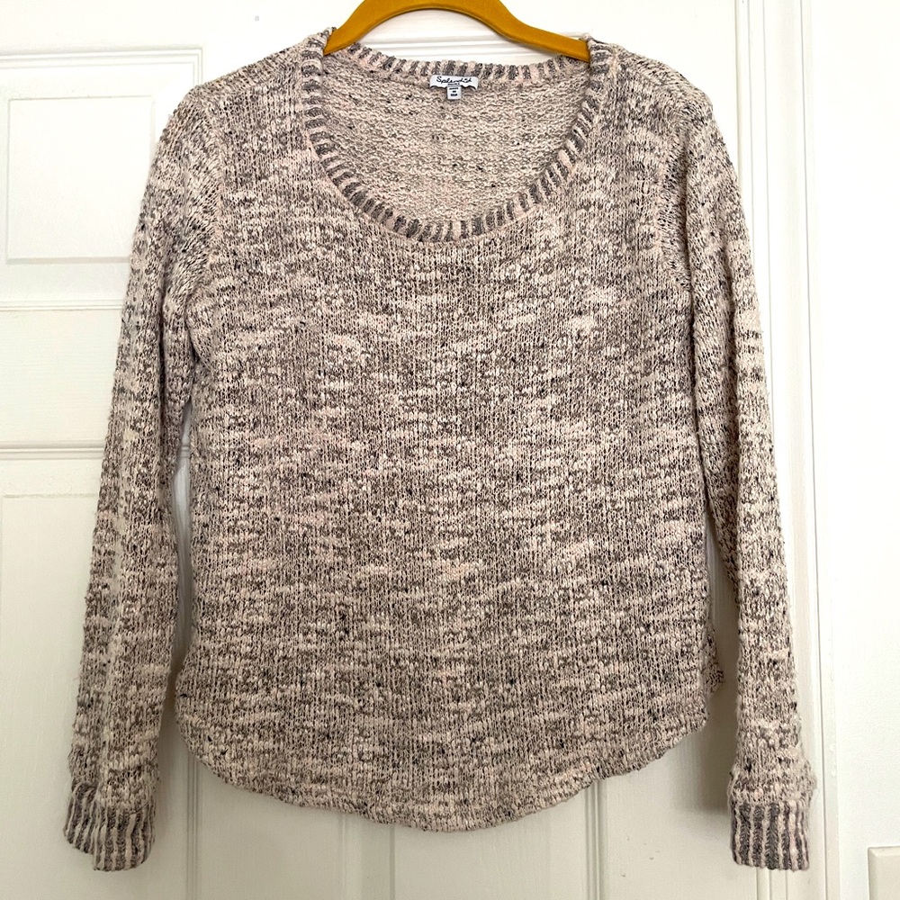 Splendid Small Crew neck grey cream heather knit sweater
